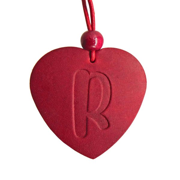 Red Leather Heart Keychain with monogram