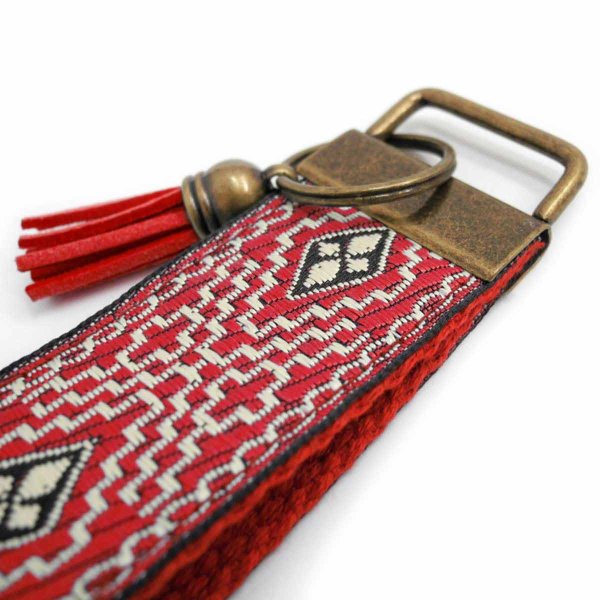 Preview: Tiny Red Key Fob with Boho Style Tassel
