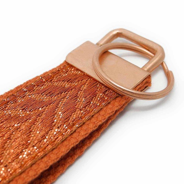 Preview: Keychain Wristlet with Rose Gold Key Ring in Burnt Orange
