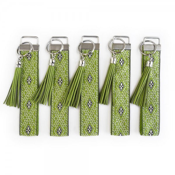 Green Wristlet Keychain with Tassel
