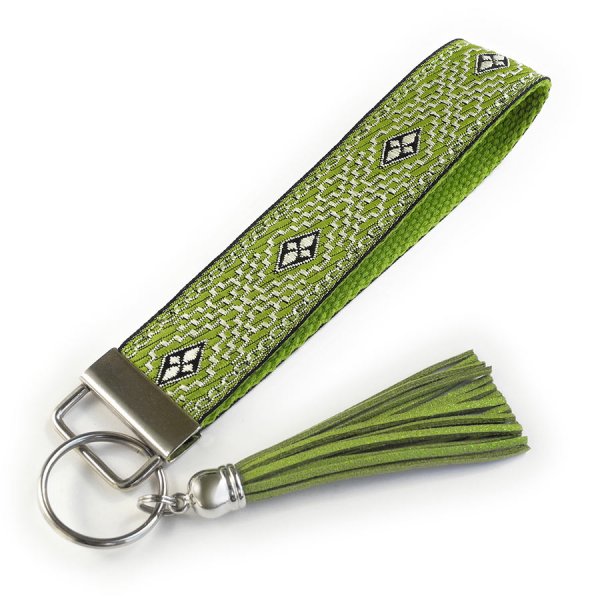Preview: Green Keychain Wristlet with Tassel