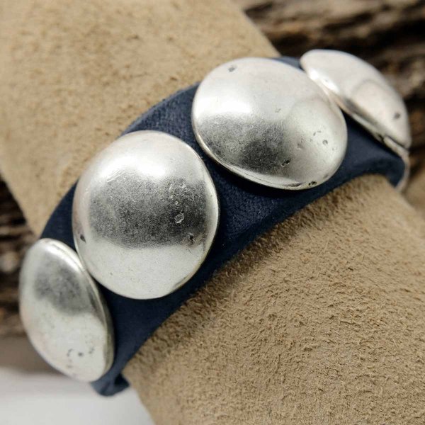 Pull-Up Leather Cuff with Conchos