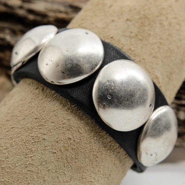 Preview: Black Leather Bracelet with Rivets