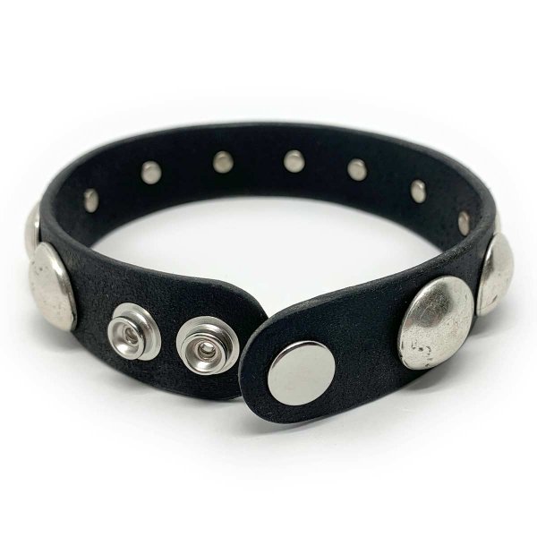 Black Leather Concho Bracelet