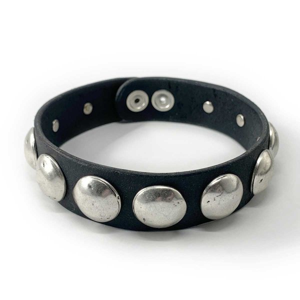 Preview: Black Leather Collar with Conchos