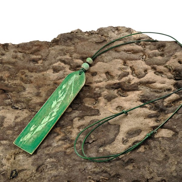 Preview: Adjustable boho style leather pendant on leather cord