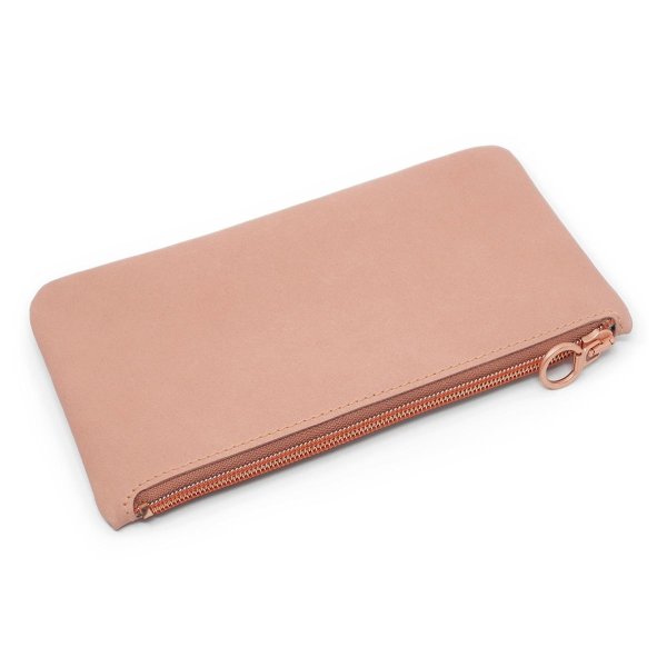 Preview: Zipped Leather Pouch in rose gold color