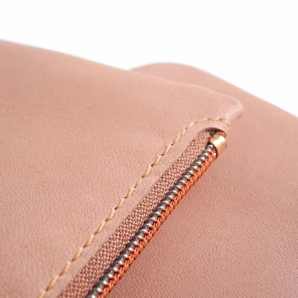 Zipped Nude Pink Leather Pouch