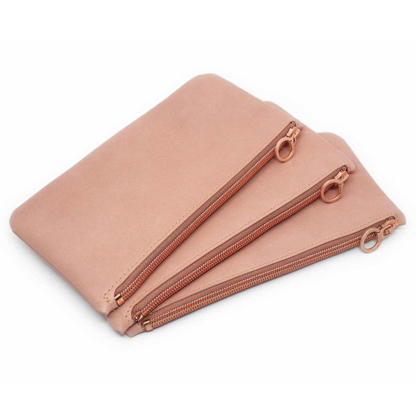 Zipped Blush Pink Leather Pouch
