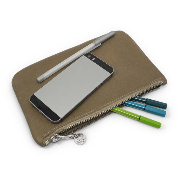 Leather Phone Pouch with Zipper Closure