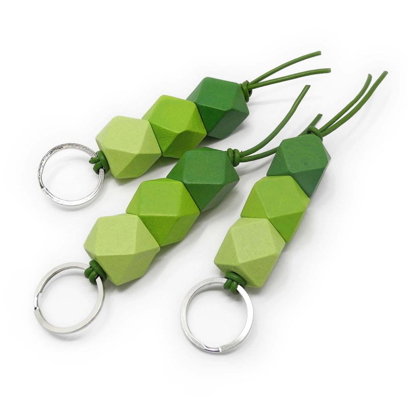 Wooden Hexagonal Keychain in shades of Green
