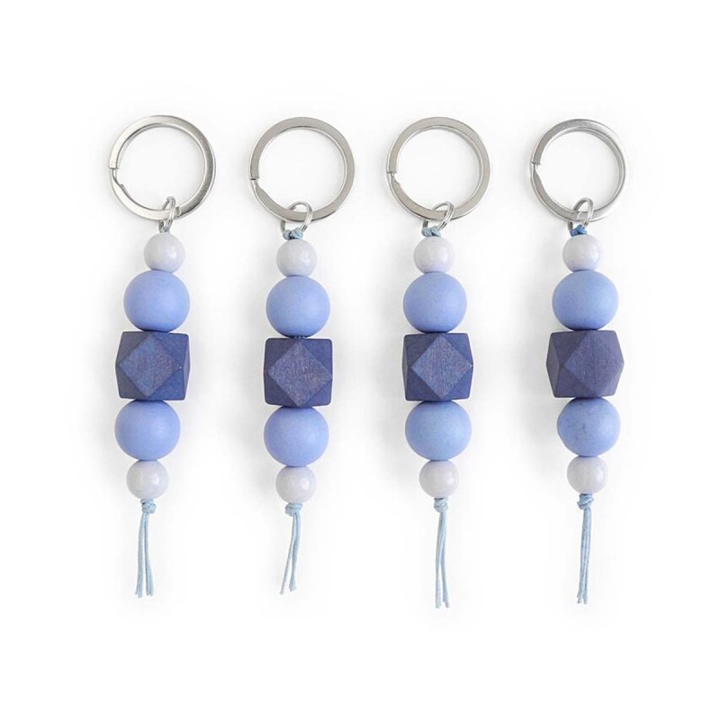 Sky Blue Wood Bead Keychain