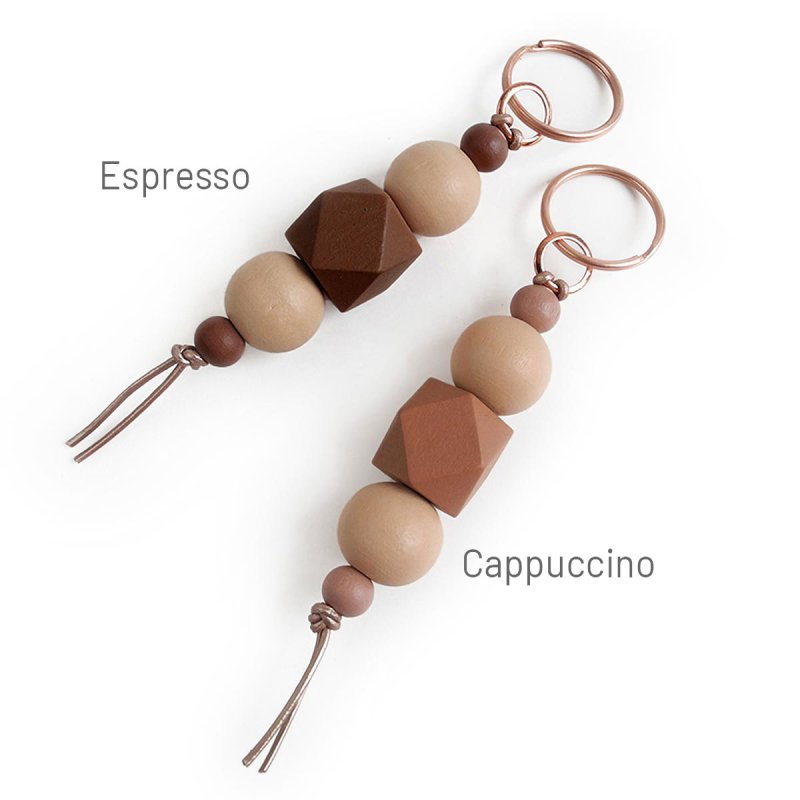 Choice of two different shade of browns for the wood bead keychain