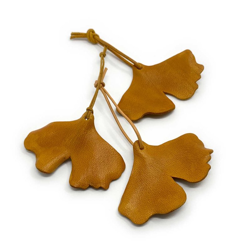 Mustaerd Yellow Leather Ginkgo Leaf