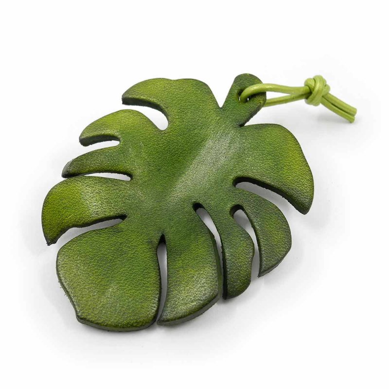 Monstera Leaf Leather Keychain