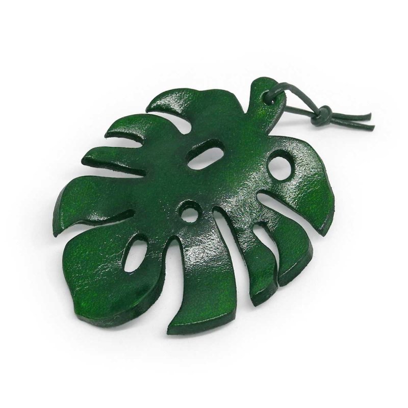 Monstera Leaf Leather Bag Charm
