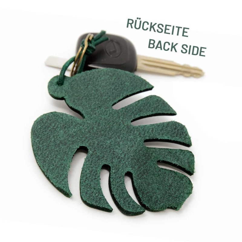 Back of Monstera Leather Leaf in Pine Green