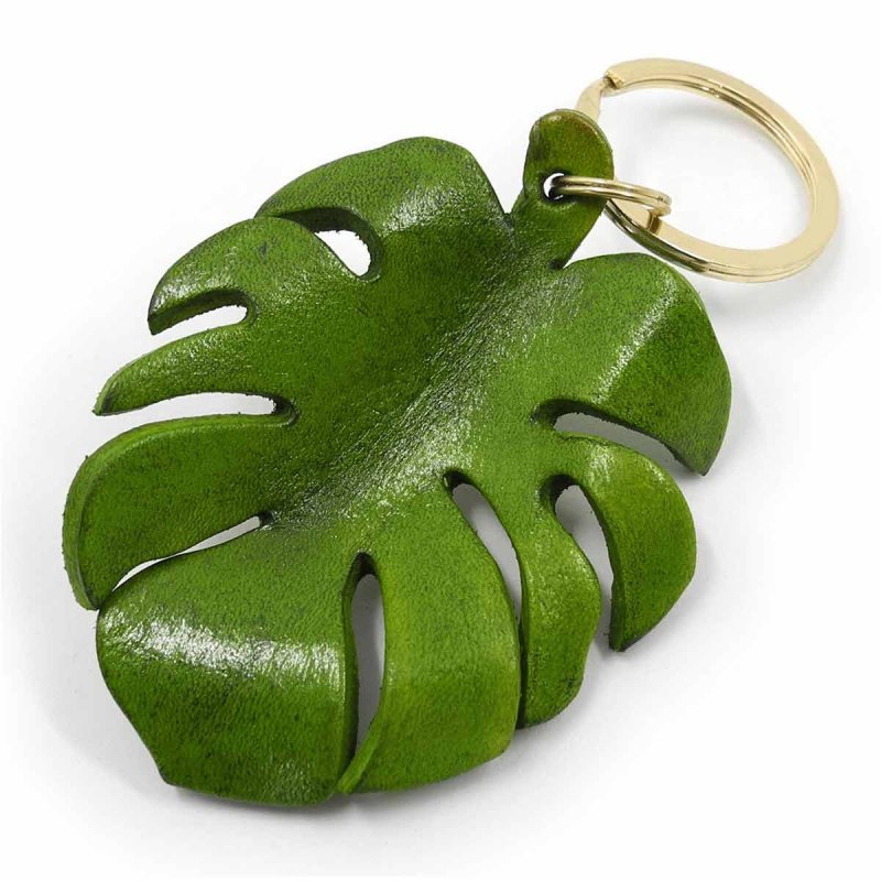 Green Monstera Deliciosa leather charm