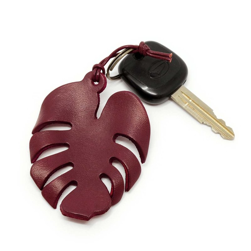Burgundy Red Leather Monstera Leaf