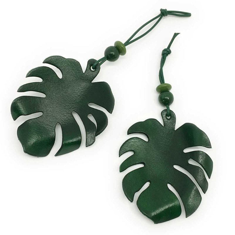 Monstera Leaf Leather Bag Charm