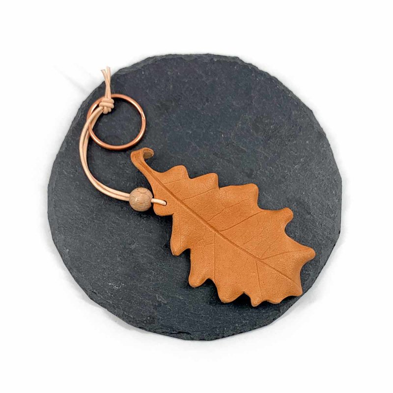 Back Side Of Leather Leaf Keychain