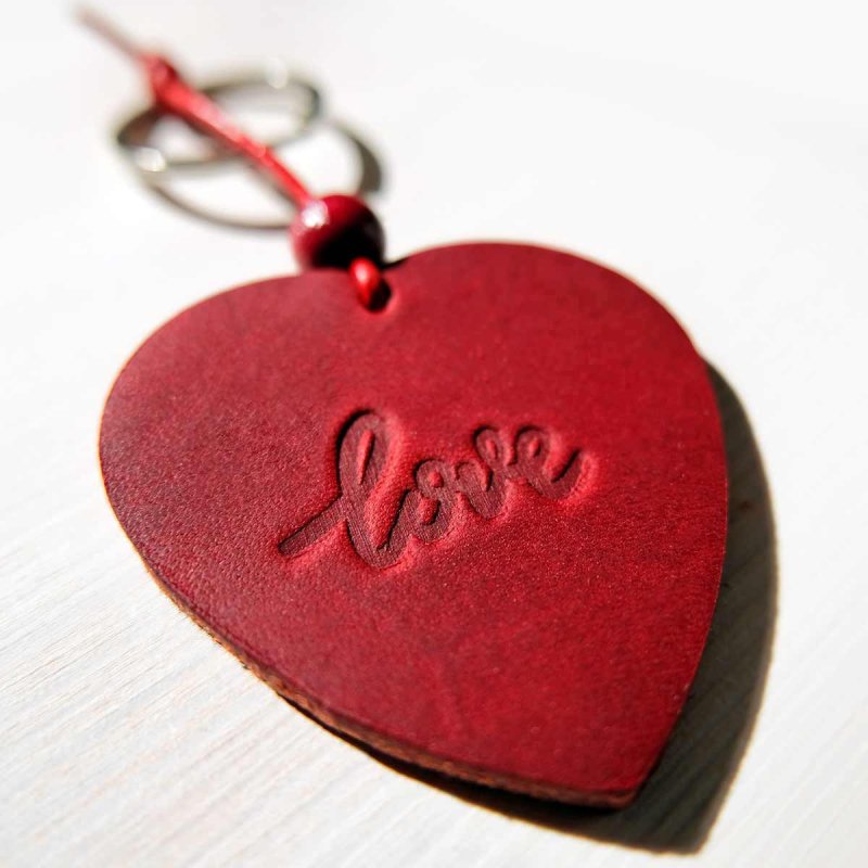 Handmade Leather Charm with Love engraved