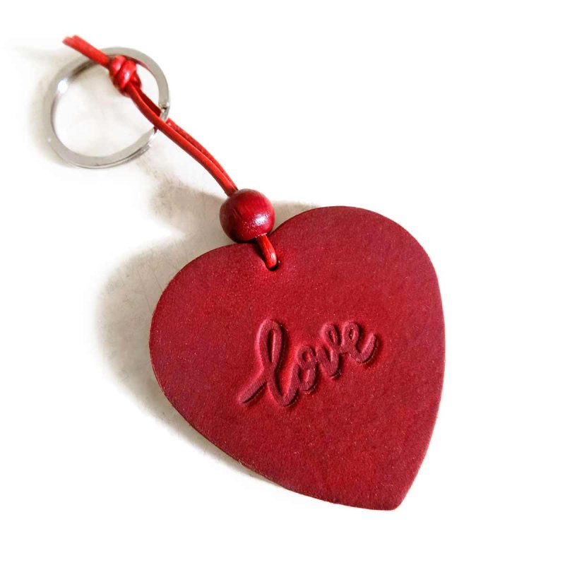 Red Heart Leather Keychain “Love”