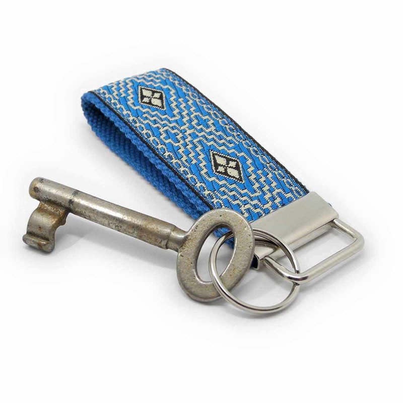 Small Blue Fabric Key Fob