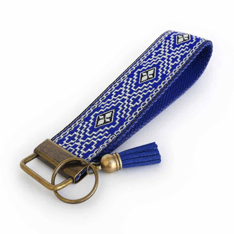 Boho Style Fabric Keychain with Tassel