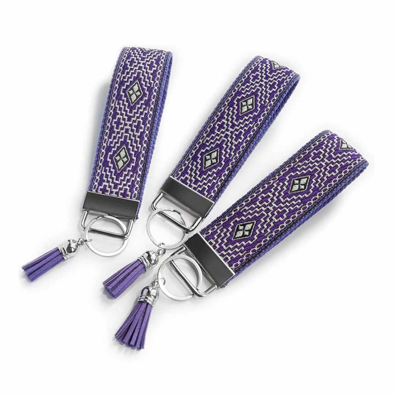 Purple Keychain Wristlet with Tassel