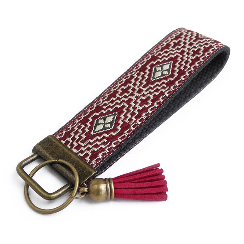 Dark Red Wristlet Keychain