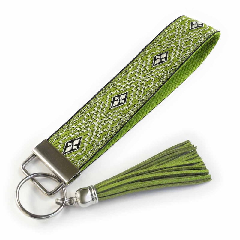 Green Wristlet Keychain with Tassel