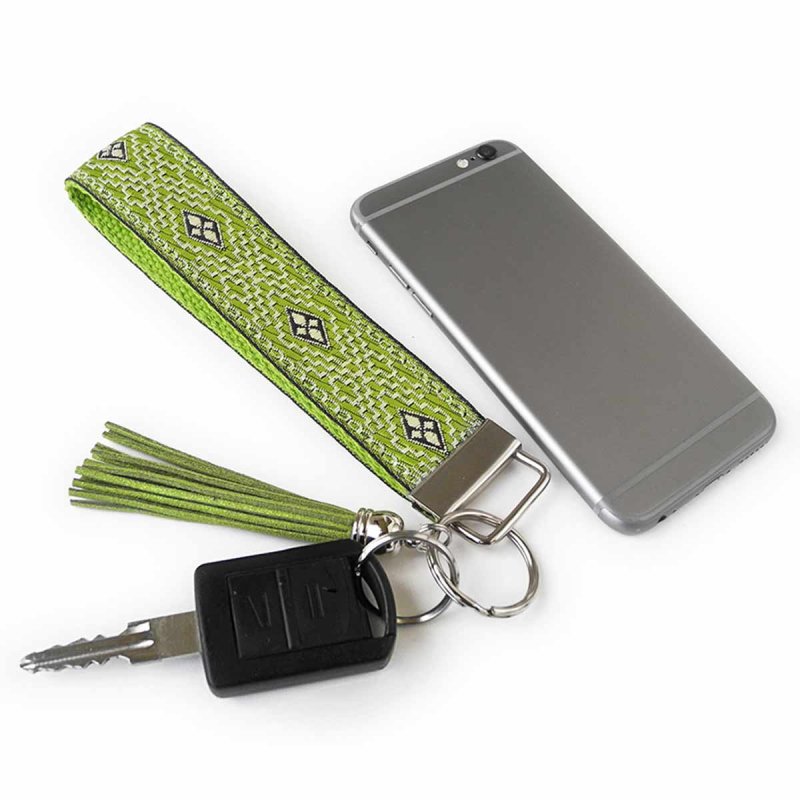 Lime Green Wristlet Keychain with Tassel