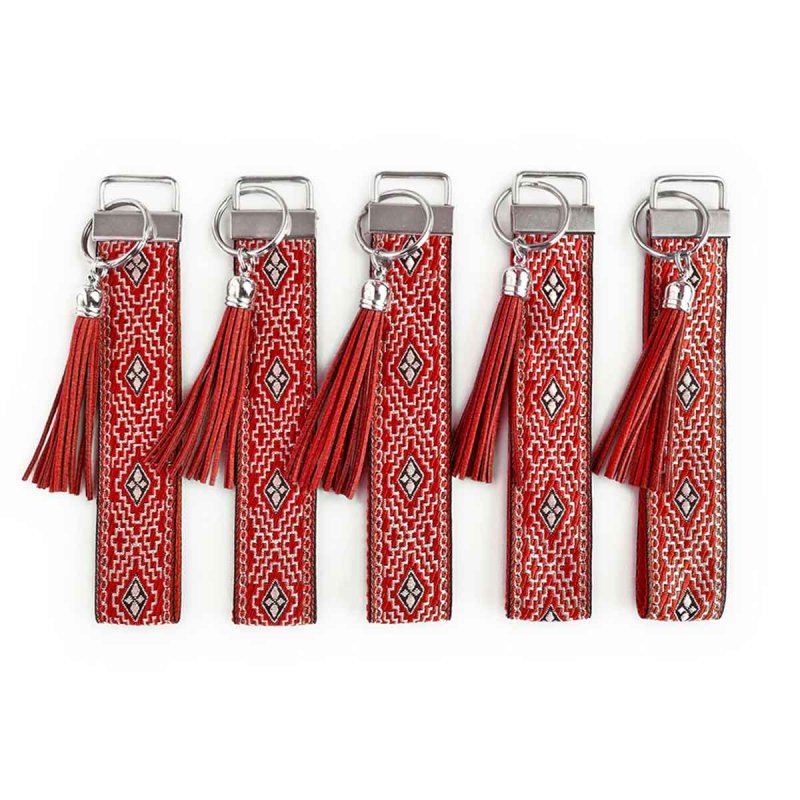 Roter Schlüsselanhänger Jacquard und Baumwolle