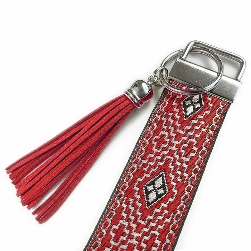Roter Schlüsselanhänger Jacquard und Baumwolle