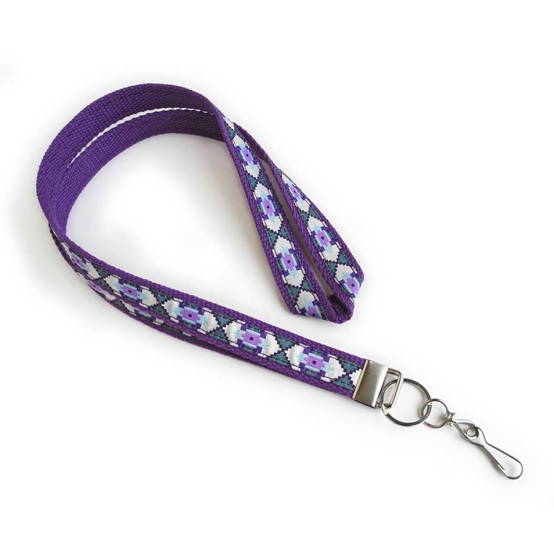 Purple Aztec Cotton Lanyard