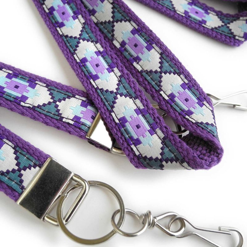 Purple Aztec Canvas Lanyard