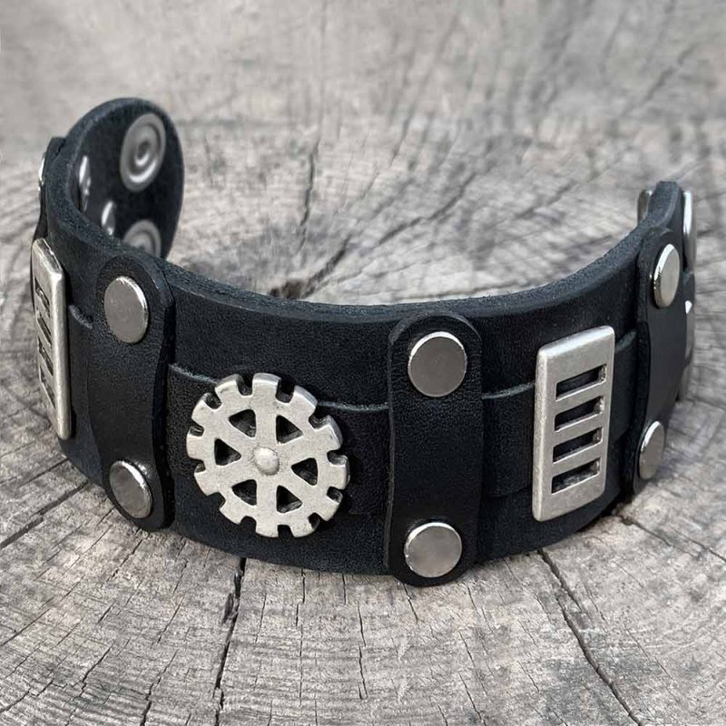 Steampunk Leather Cuff Bracelet
