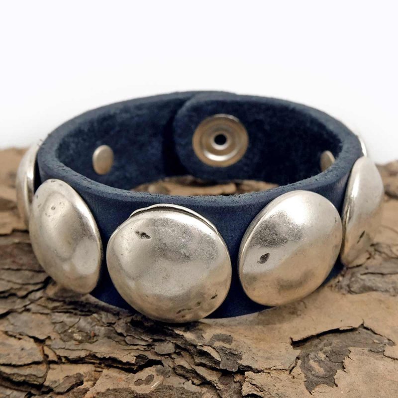 Blue Unisex Leather Wristband