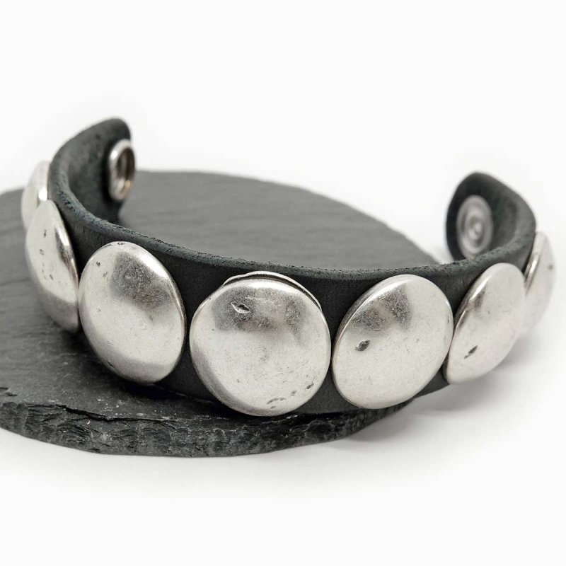 Leather Wristband with Conchos