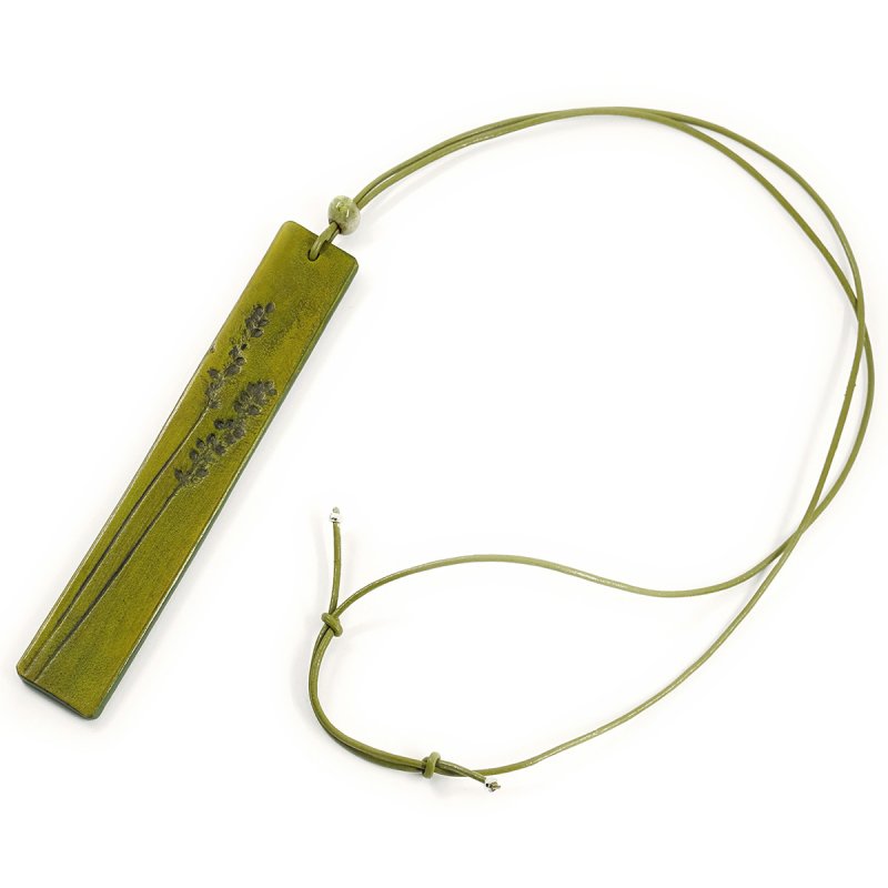 Olive Green Bohemian Style Leather Necklace