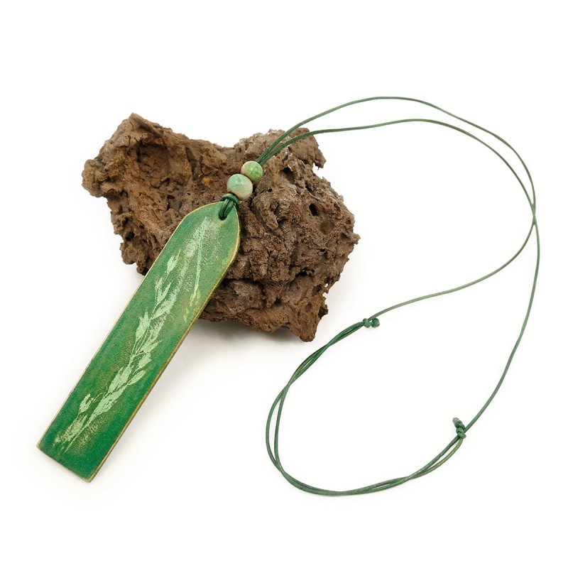 Unique bohemian leather necklace with grasses pendant