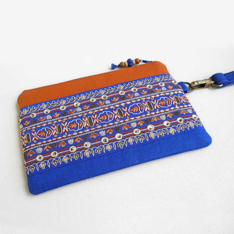 Linen Wristlet Zipper Pouch