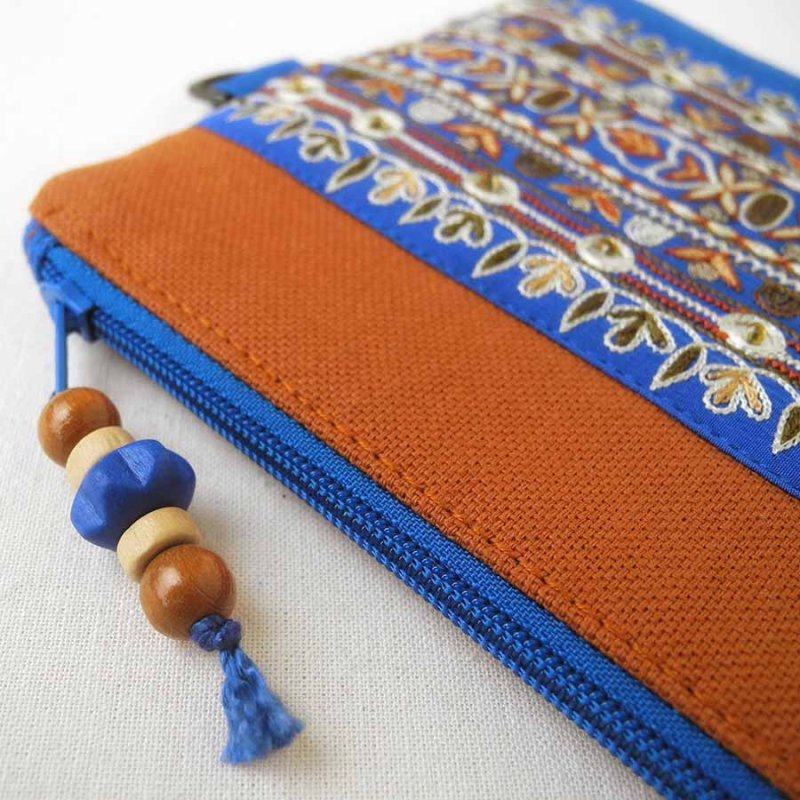 Linen Pouch with Sari Trim